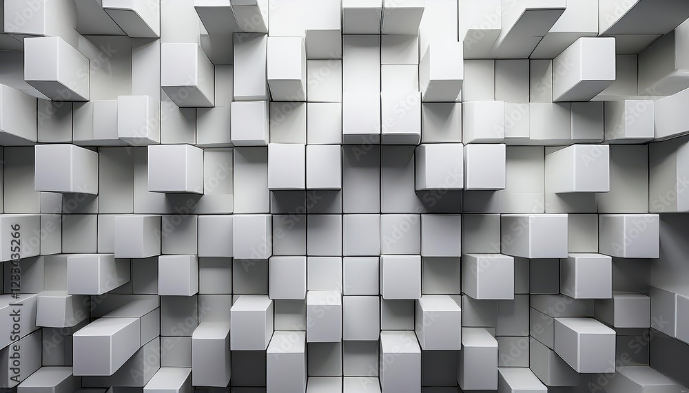 Poster minimalistic white cube geometry pattern on background wallpaper banner, showcasing a modern artisti