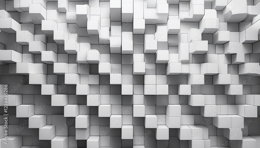 Poster modern geometric patterns a playful mix of white cube boxes creating a striking wallpaper banner des