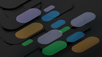 geometric pattern on black background,abstract high relief,science and technology concept. ,3d rendering