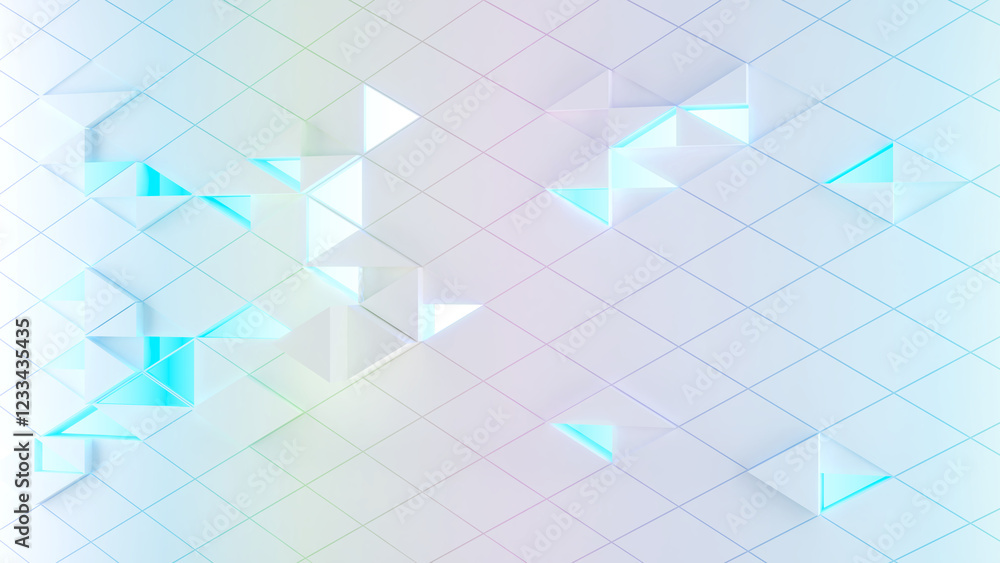 Aufkleber triangle pattern on diamond shape background,science and technology concept,neon light,3d rendering