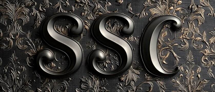 A stylized representation of the letters "SSC" against an ornate background.