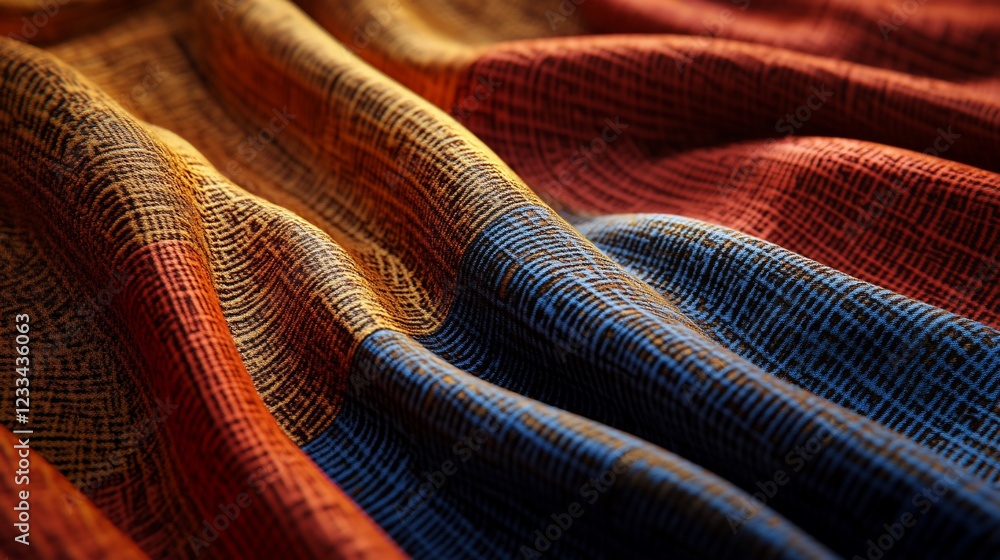 Poster detailed close-up of textured fabric with a pattern and warm and cool tones