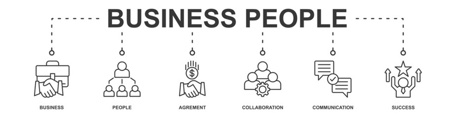 Business People banner web icon vector illustration concept with icon of business, people, agrement, collaboration, communication, success