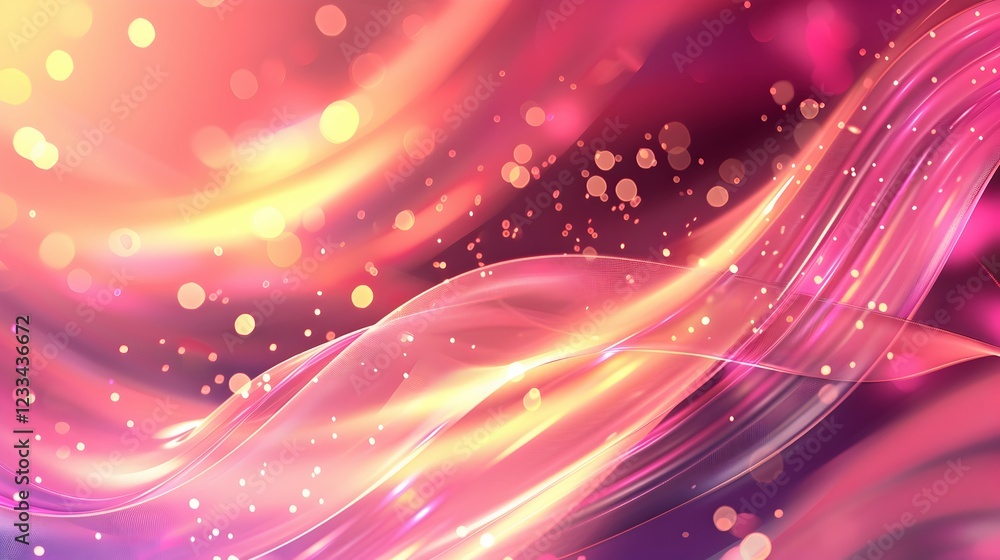 Poster abstract vibrant waves with soft light and bokeh effects.