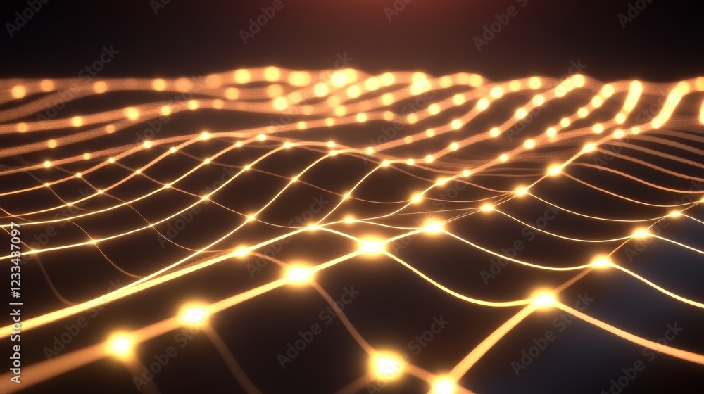 Aufkleber golden network data wave abstract visualization