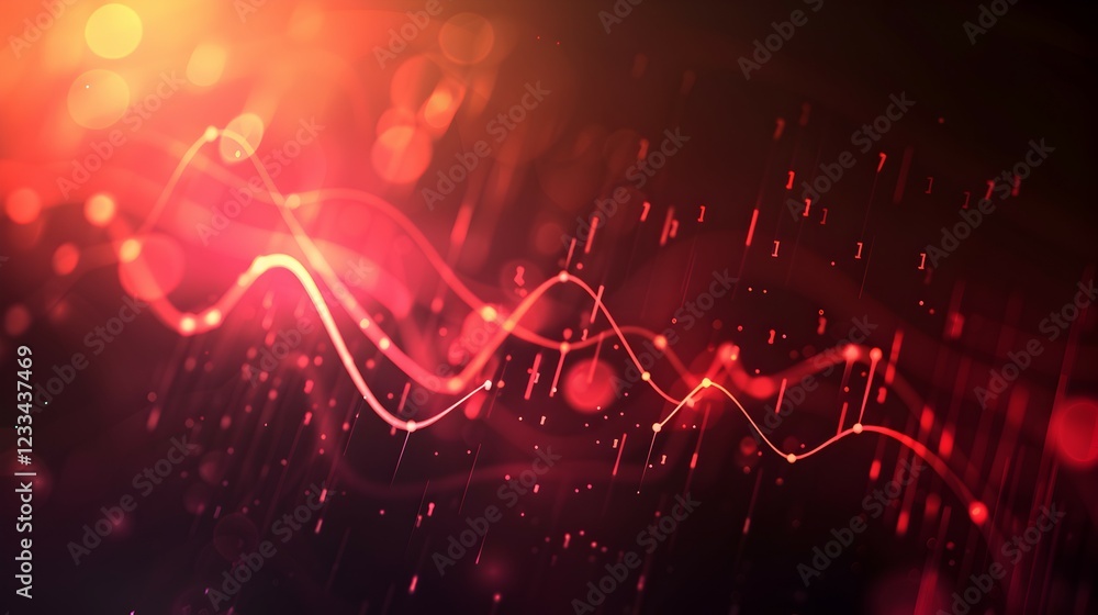 Aufkleber abstract design featuring flowing lines and glowing particles in warm colors.