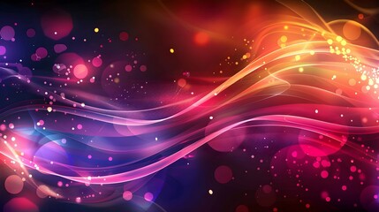 Obraz premium Vibrant abstract waves with colorful bokeh effects for artistic backgrounds.