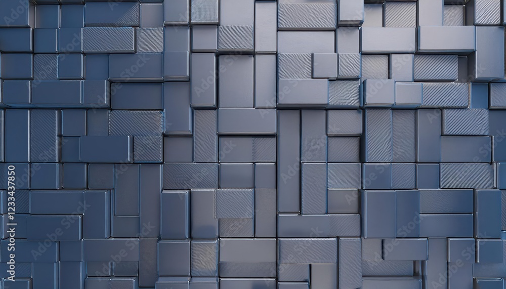 Poster rectangular tiles forming a sturdy concrete wall showcasing geometric patterns and textures, constru