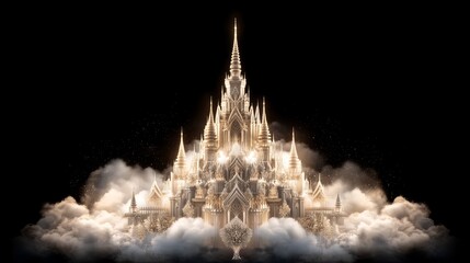 Golden Palace Atop Cloudscape Fantasy Artwork