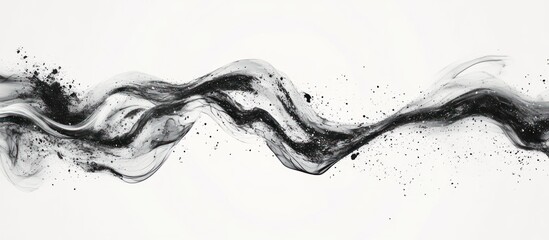 Abstract black ink wave on white background. (1)