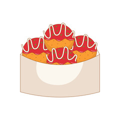 Junk Food with Cute Cartoon Design. Vector Illustration