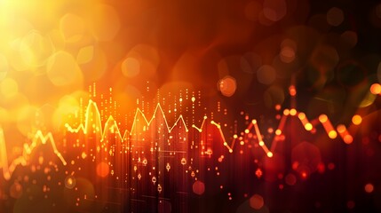 Abstract visualization of data trends with warm colors and light effects.