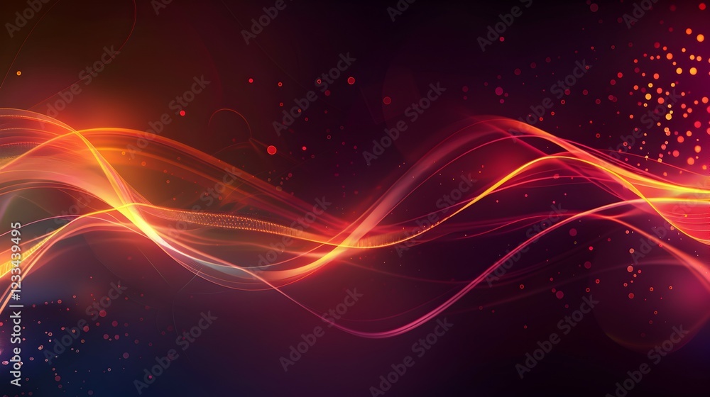 Poster abstract waves of light in vibrant colors creating a dynamic visual effect.