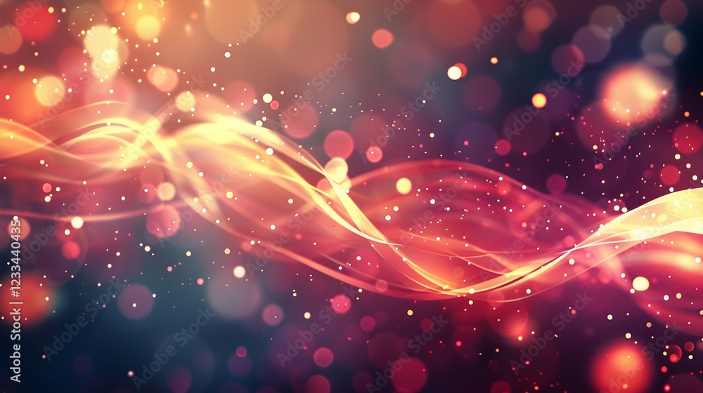 Poster a vibrant abstract background featuring flowing lines and glowing bokeh lights.