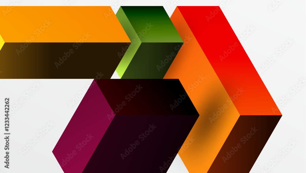 Aufkleber Sleek abstract design featuring isometric 3D blocks in a clean, modern composition. Perfect for tech-inspired themes, with vibrant colors and geometric precision