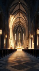 Fototapeta premium Sunlit Cathedral Interior