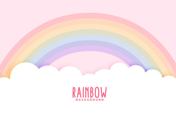 cute rainbow and cloud in pastel colors background