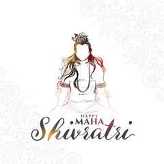 elegant happy maha shivratri greeting white background design