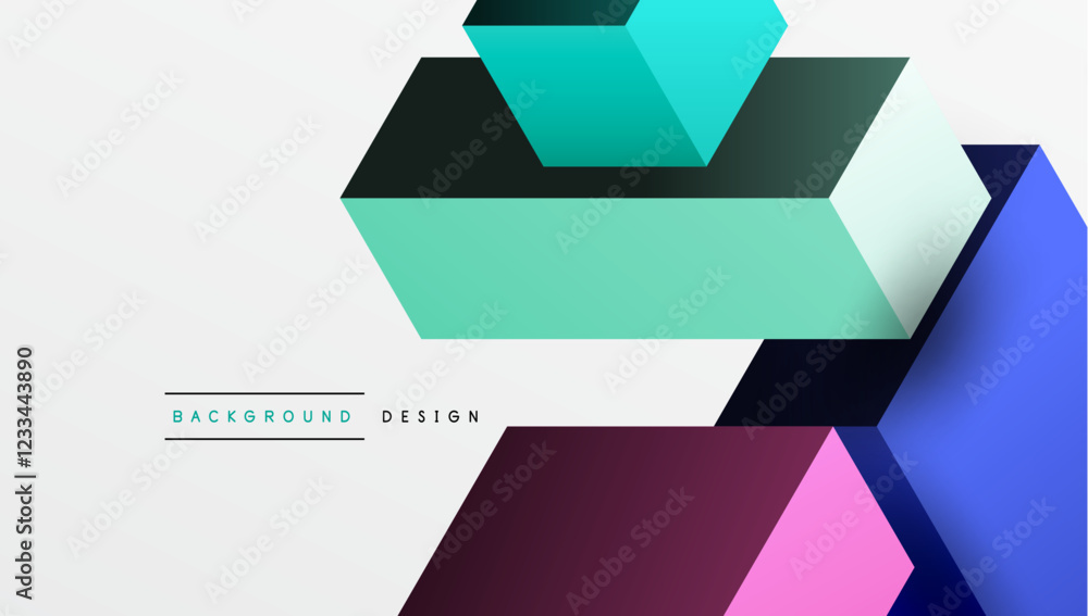 Aufkleber Sleek abstract design featuring isometric 3D blocks in a clean, modern composition. Perfect for tech-inspired themes, with vibrant colors and geometric precision