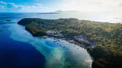aerial view run island Banda Neira