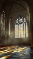 Obraz premium Sunlit Gothic chapel interior