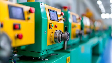 Fototapeta premium Factory machinery control panel close-up