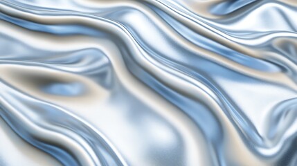 Obraz premium Silver Blue Draped Fabric Soft Shiny Waves