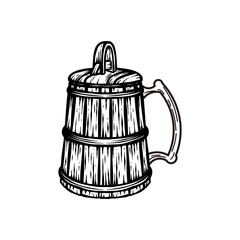 hand drawn vintage wooden glass