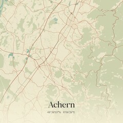 Vintage map of Achern, Germany.