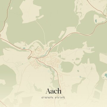 Vintage map of Aach, Germany.