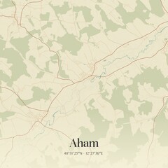 Vintage map of Aham, Germany.