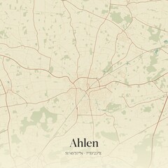 Vintage map of Ahlen, Germany.