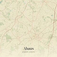 Vintage map of Ahaus, Germany.