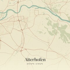 Vintage map of Aiterhofen, Germany.