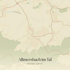 Vintage map of Allmersbach im Tal, Germany.