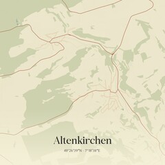 Vintage map of Altenkirchen, Germany.