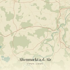 Fototapeta premium Vintage map of Altenmarkt a.d. Alz, Germany.