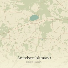 Vintage map of Arendsee (Altmark), Germany.