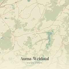 Vintage map of Auma-Weidatal, Germany.