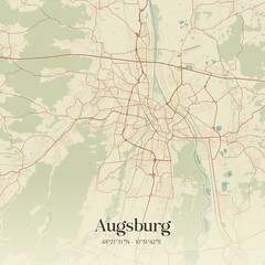 Vintage map of Augsburg, Germany.