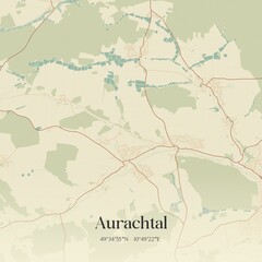 Obraz premium Vintage map of Aurachtal, Germany.
