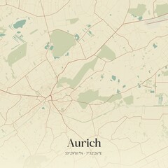 Vintage map of Aurich, Germany.