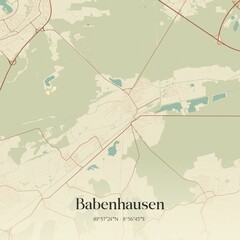 Vintage map of Babenhausen, Germany.
