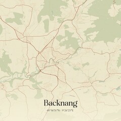 Vintage map of Backnang, Germany.