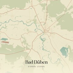 Fototapeta premium Vintage map of Bad Duben, Germany.