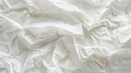 Fototapeta premium A close-up of crumpled white fabric creating a textured, abstract background.