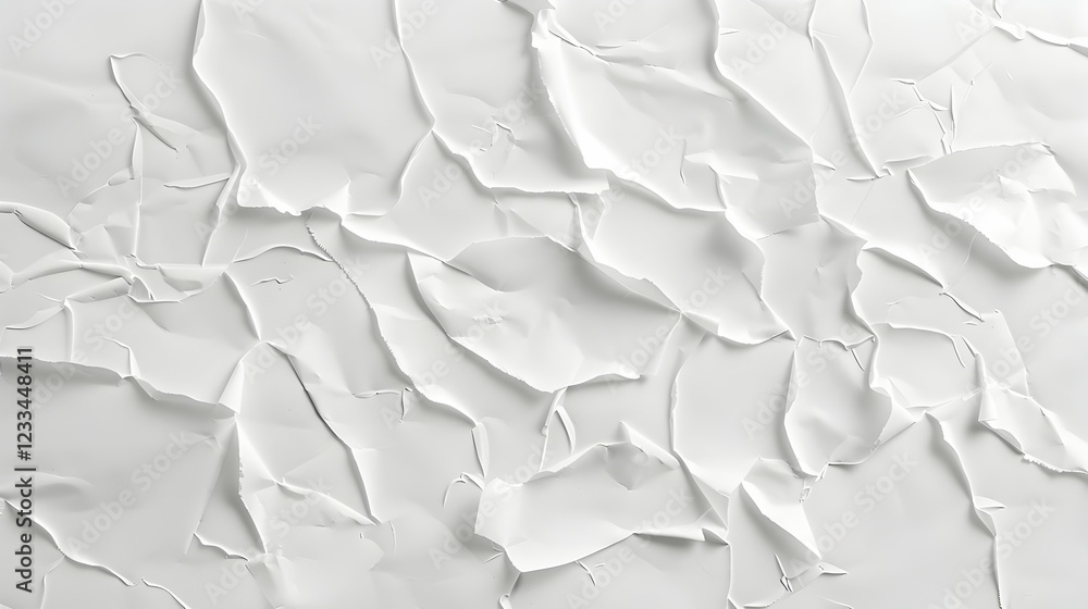 Poster textured white background with crumpled paper effect for design use.