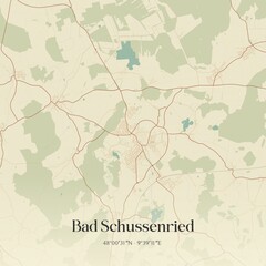 Vintage map of Bad Schussenried, Germany.