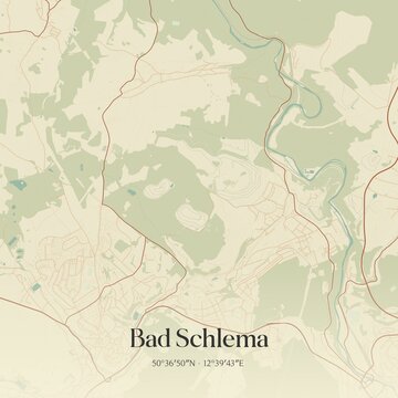 Vintage map of Bad Schlema, Germany.