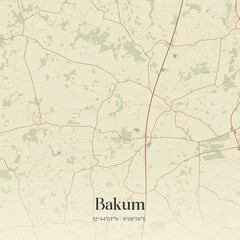 Vintage map of Bakum, Germany.